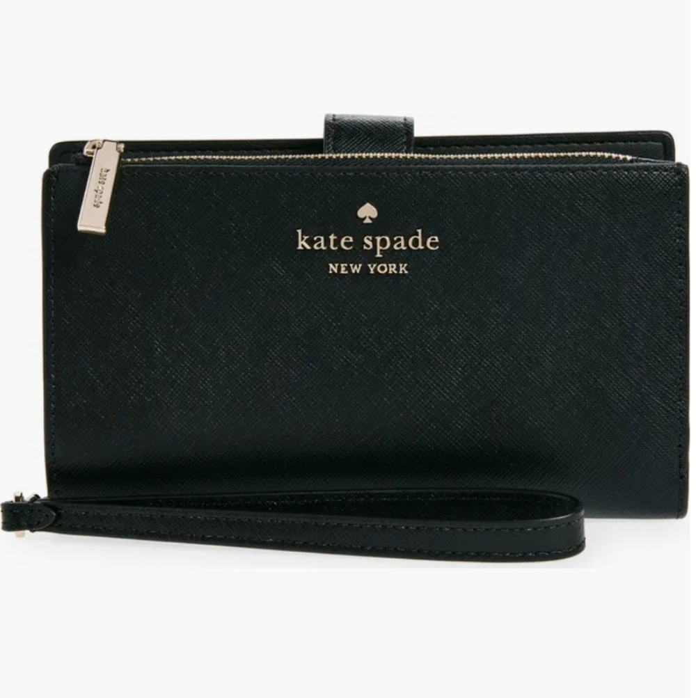 Kate Spade Black Wristlet with Gold Accents